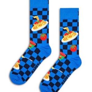 Happy Socks Blue and Black Pasta Pattern Socks